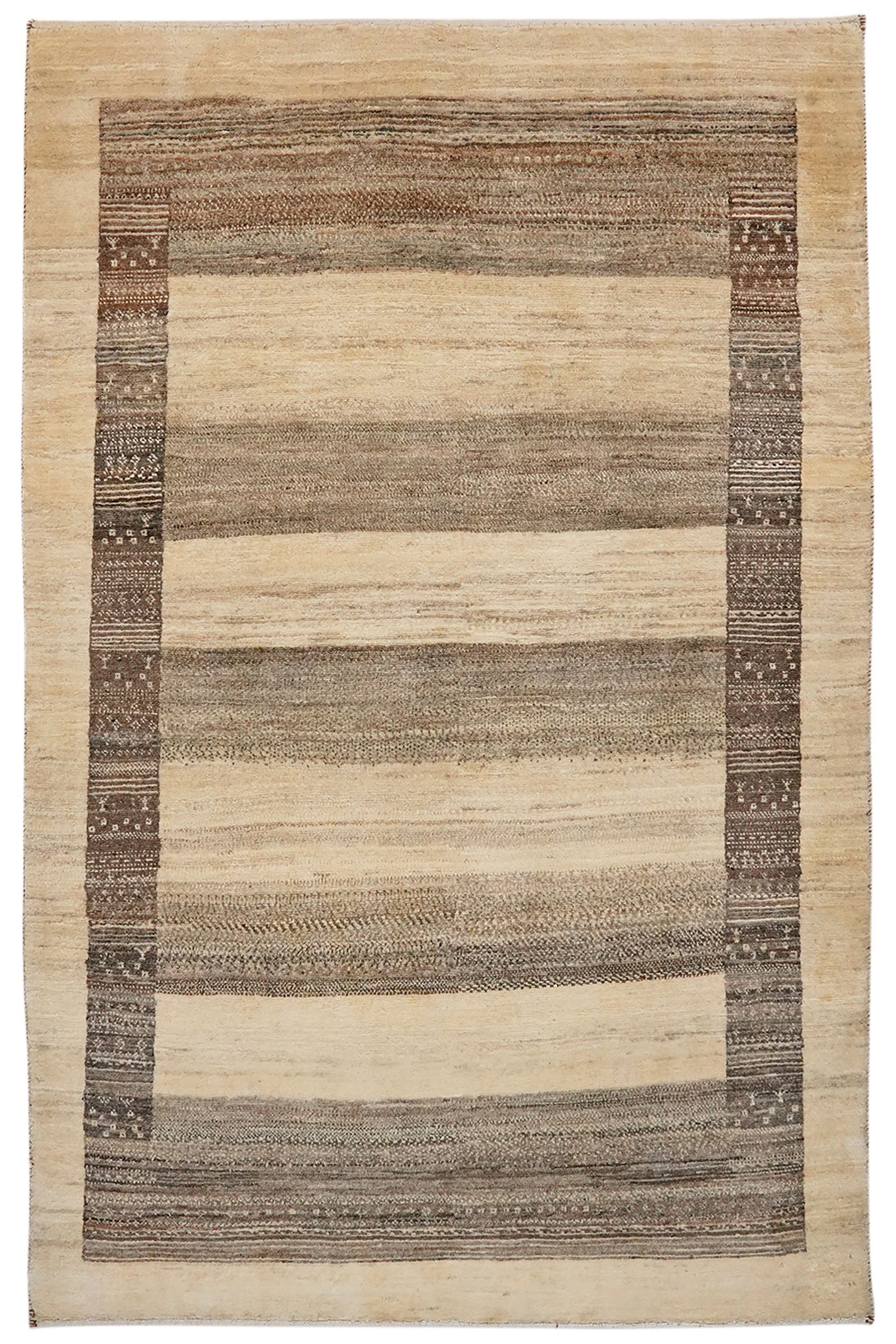 Rizbaf — Handgefertigt, 178x113 cm, Beige, 100% Virgin Wool | Main view