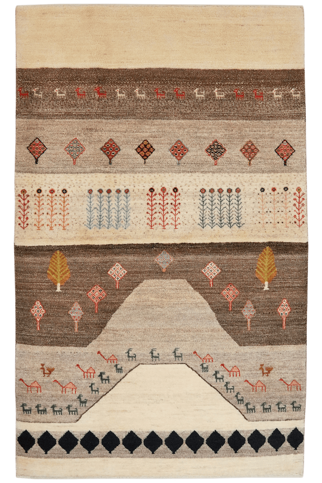 Rizbaf — Hand-knotted, 106x171 cm, Beige, 100% Virgin Wool | Main view