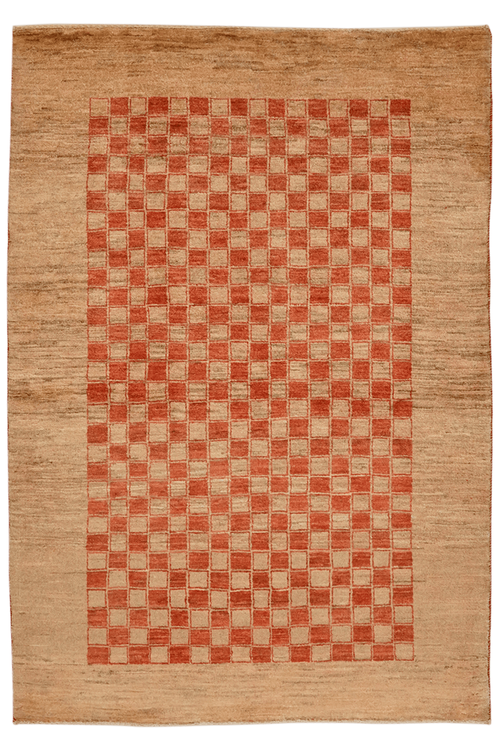 Rizbaf — Hand-knotted, 101x147 cm, Orange, 100% Virgin Wool | Main view