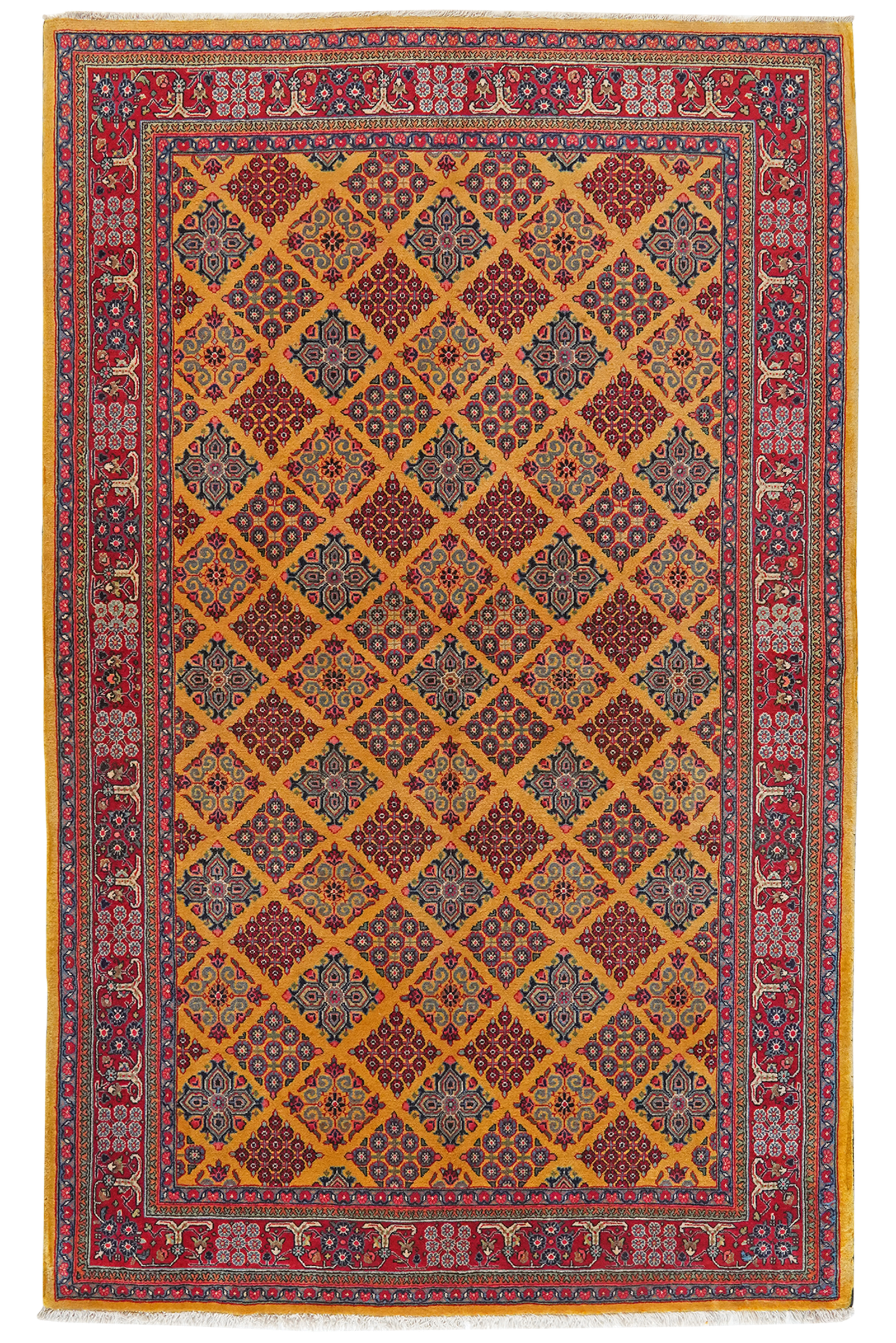 Sarough — Hand-knotted, 128x207 cm, Orange, 100% Virgin Wool | Main view