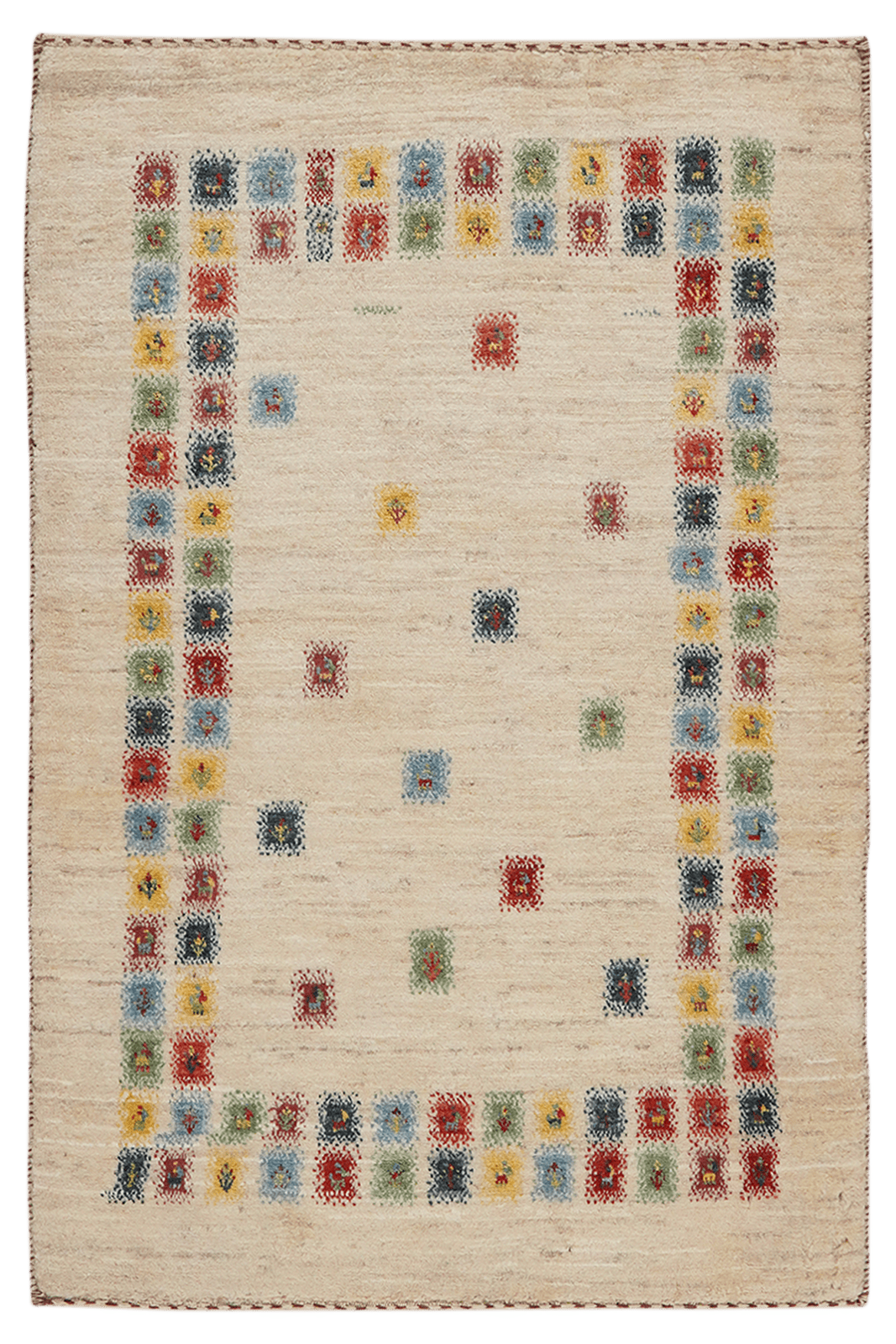 Rizbaf — Hand-knotted, 81x122 cm, Beige, 100% Virgin Wool | Main view