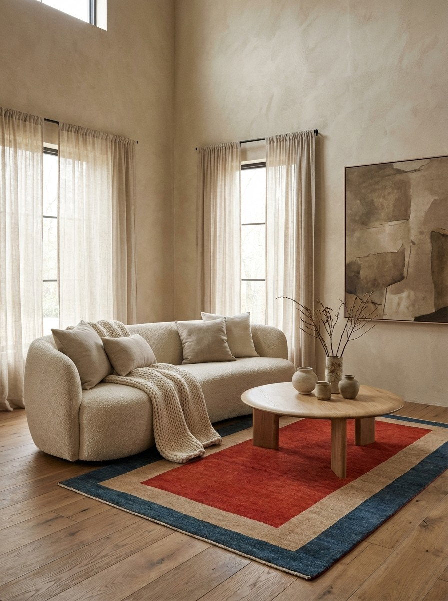 Rizbaf — Handgefertigt, 212x103 cm, Blau, 100% Virgin Wool | Detail view