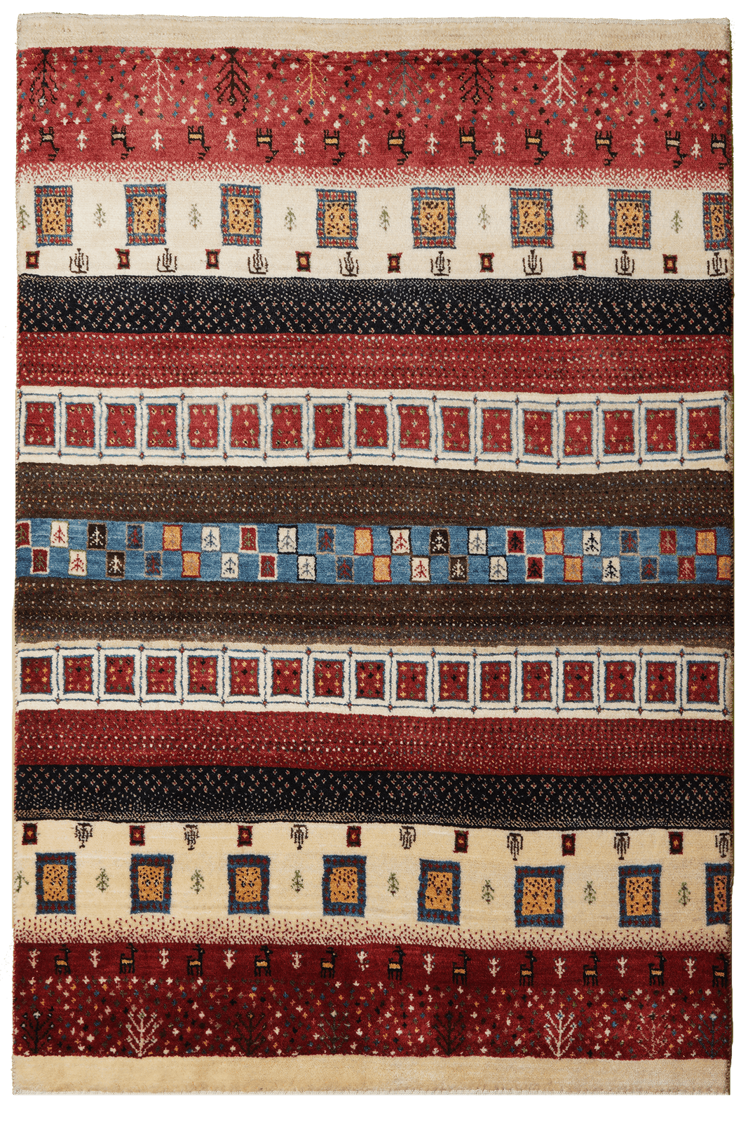 Rizbaf — Hand-knotted, 102x154 cm, Multicolor, 100% Virgin Wool | Main view