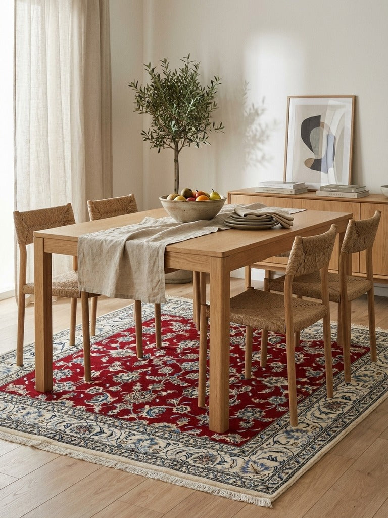 Nain 12La — Hand-knotted, 195x203 cm, Red, 100% Virgin Wool | Detail view