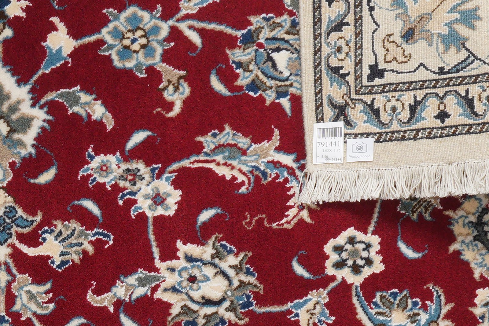 Nain 12La — Hand-knotted, 195x203 cm, Red, 100% Virgin Wool | View 6
