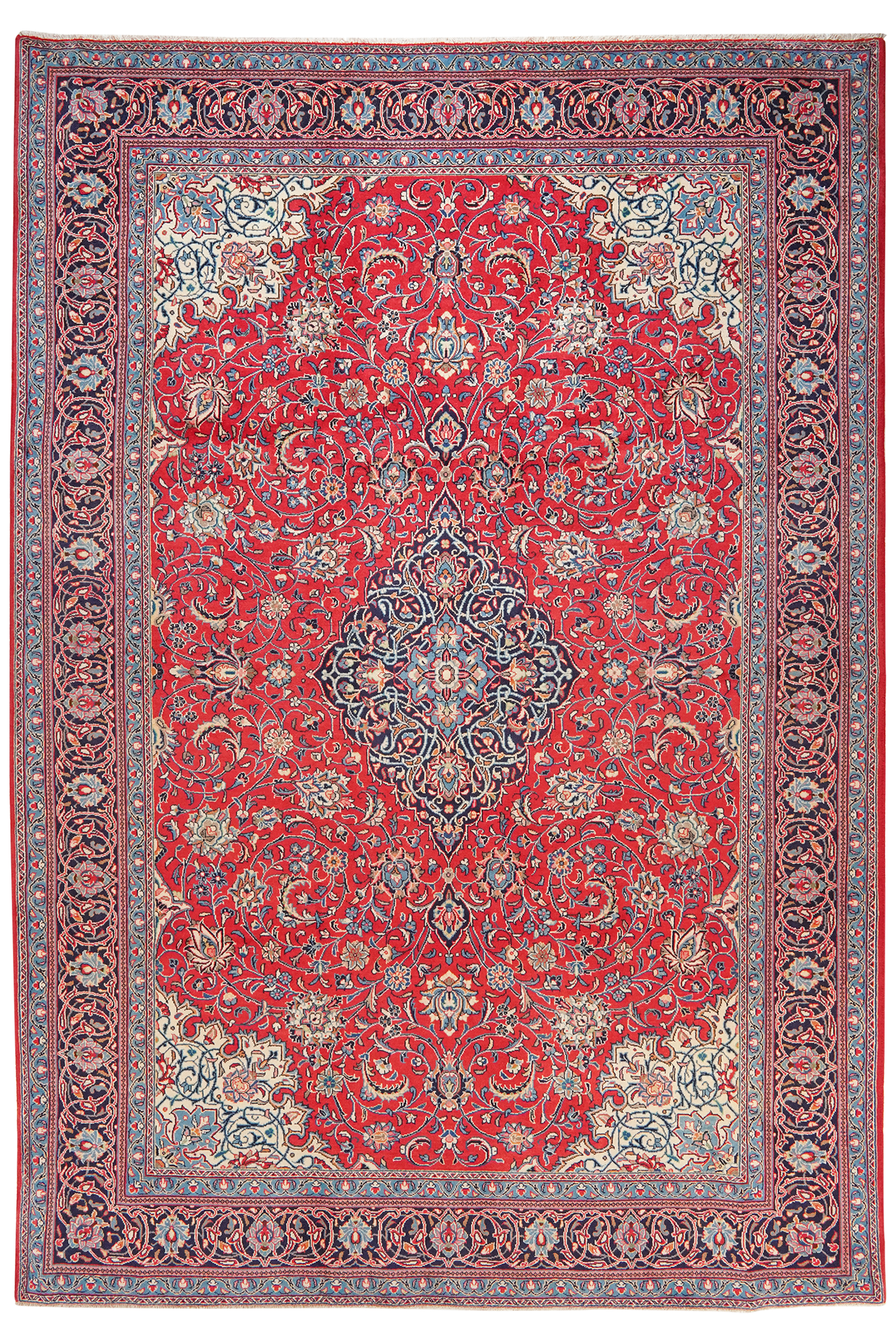 Sarough — Hand-knotted, 240x351 cm, Red, 100% Virgin Wool | Main view