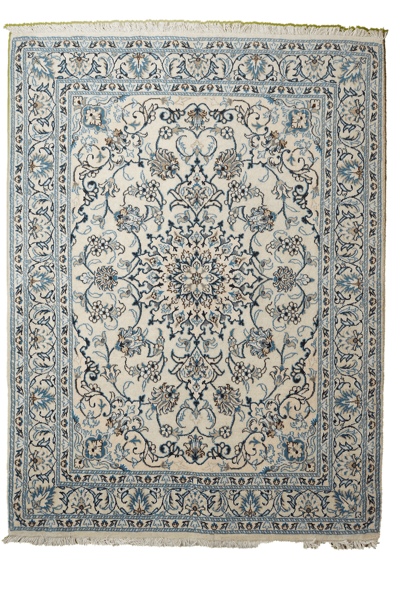 Nain 12La — Handgefertigt, 197x147 cm, Beige,blau, 100% Virgin Wool | Main view