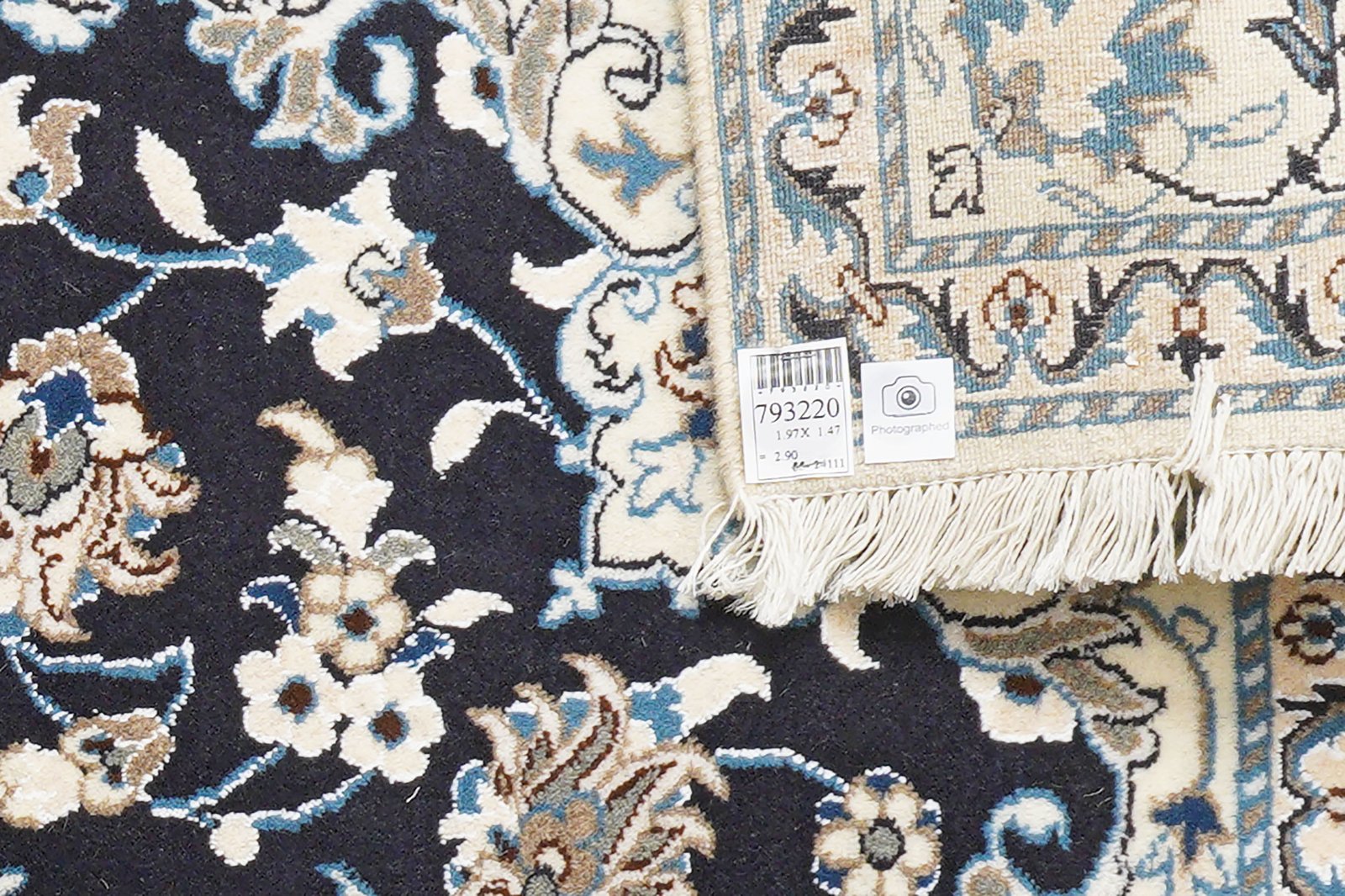 Nain 12La — Hand-knotted, 147x197 cm, Blue, 100% Virgin Wool | View 6