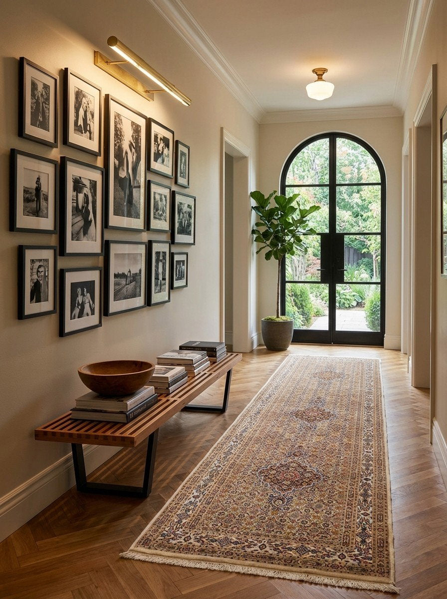 Moud Mahi — Handgefertigt, 242x81 cm, Beige, 100% Virgin Wool | Detail view