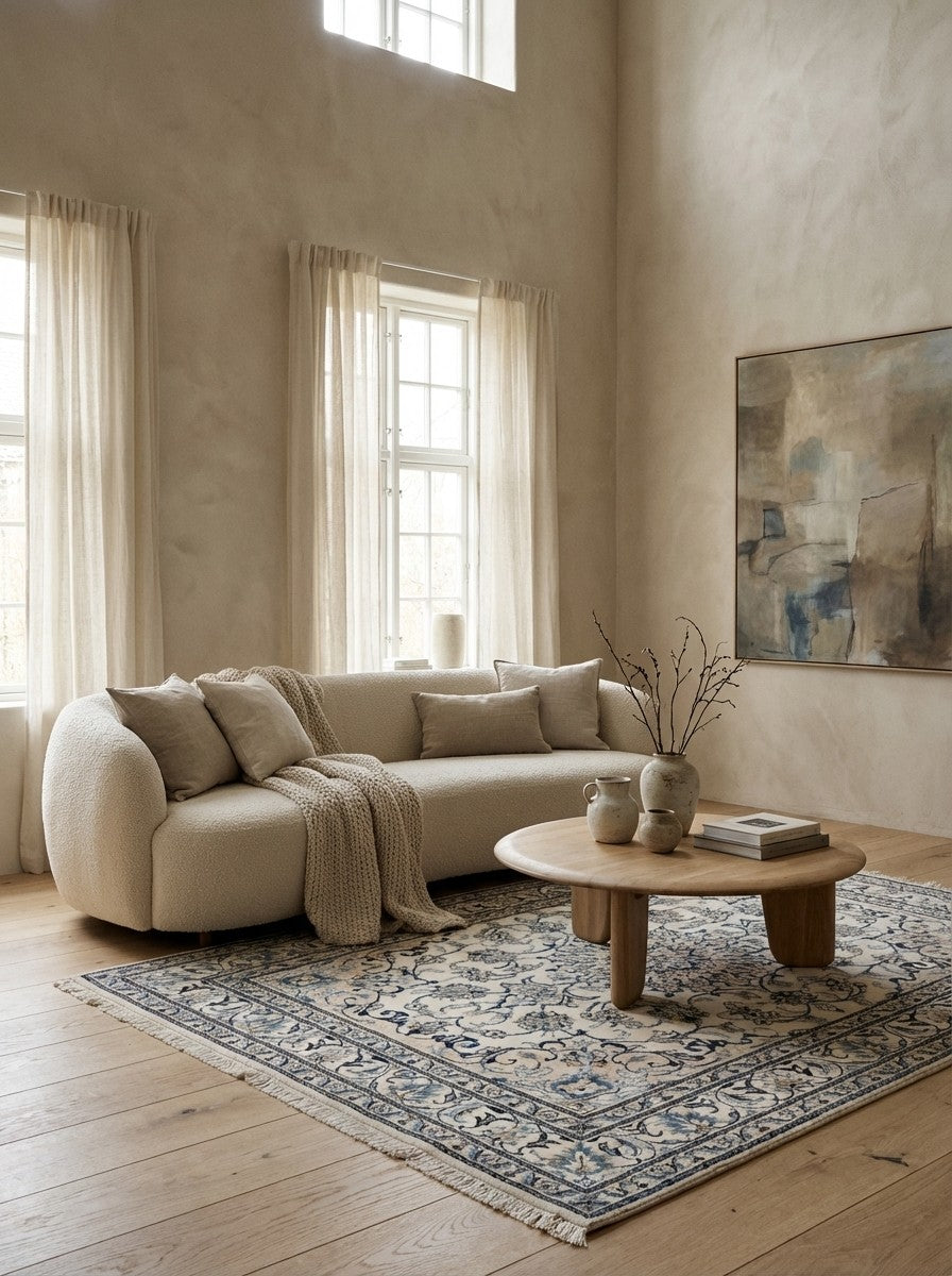 Nain 12La — Hand-knotted, 144x203 cm, Beige, 100% Virgin Wool | Detail view