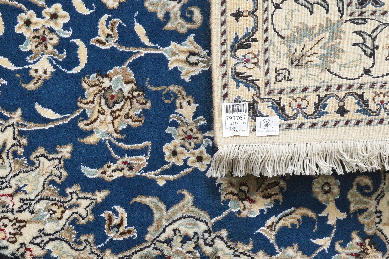 Nain 12La — Hand-knotted, 149x207 cm, Blue, 100% Virgin Wool | View 6