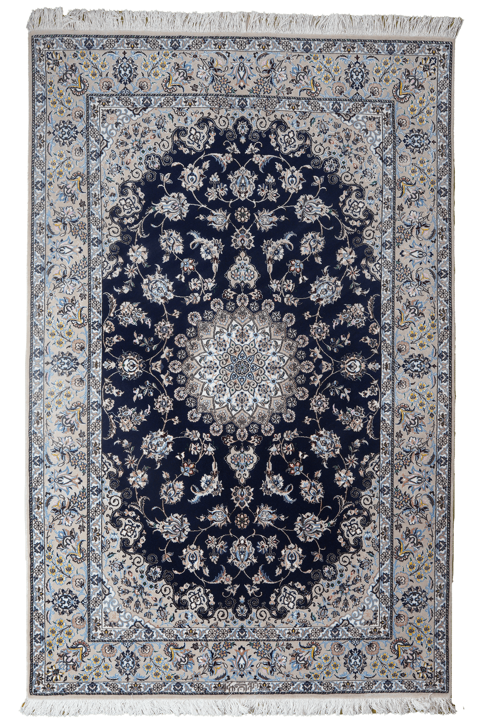 Nain 6La — Hand-knotted, 125x196 cm, Blue, 100% Virgin Wool | Main view