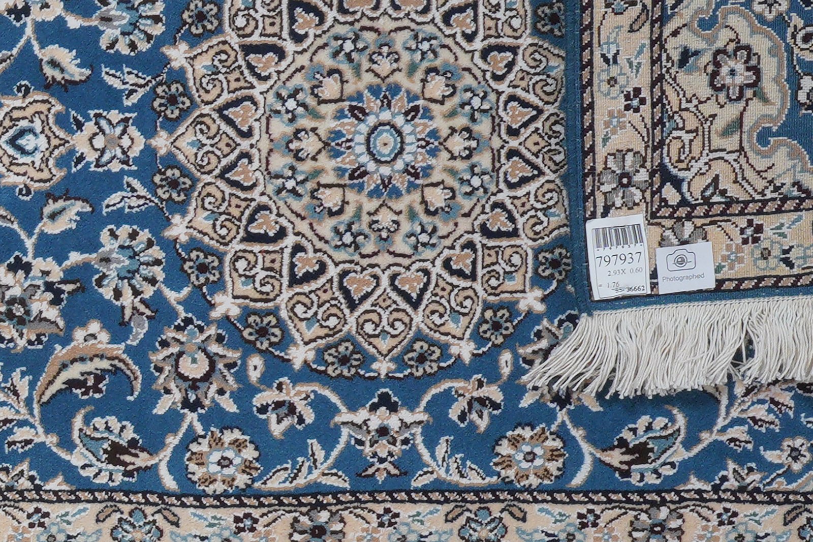 Nain 9La — Hand-knotted, 60x293 cm, Blue, 100% Virgin Wool | View 6