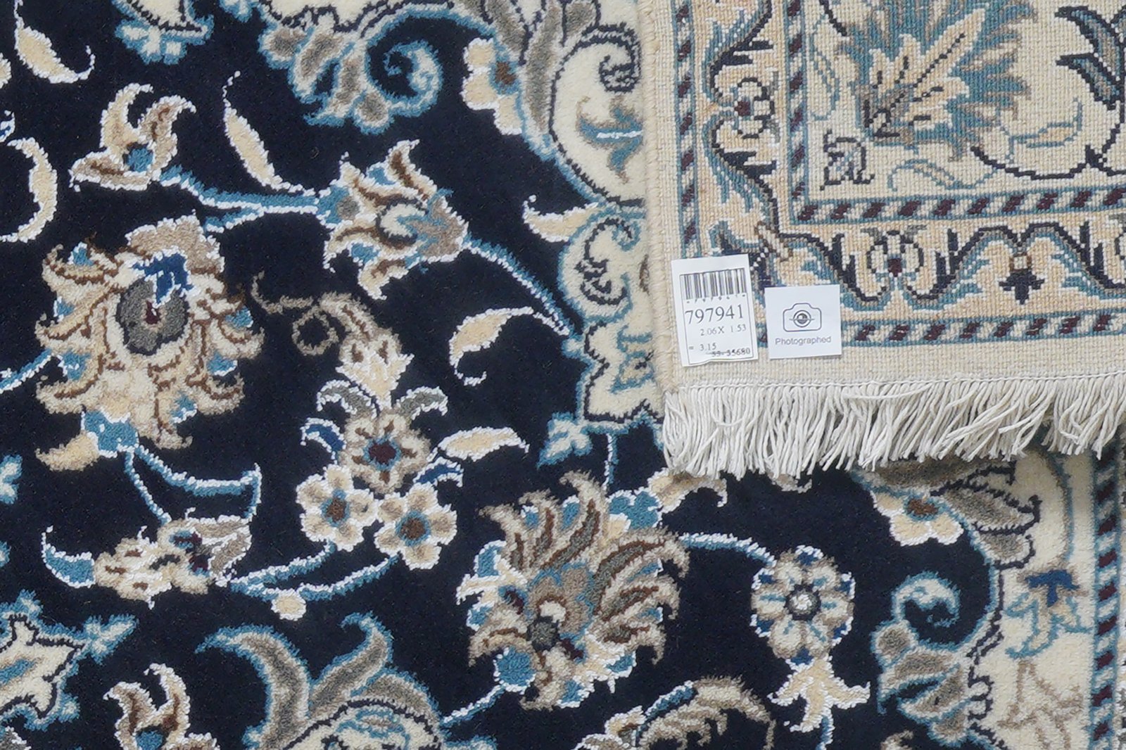 Nain 12La — Hand-knotted, 153x206 cm, Blue, 100% Virgin Wool | View 7