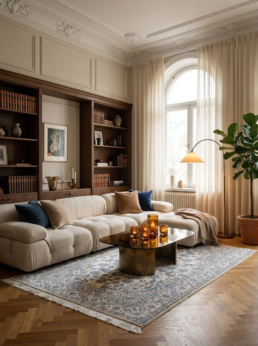 Nain 9La — Hand-knotted, 129x205 cm, Beige, 100% Virgin Wool | Back view