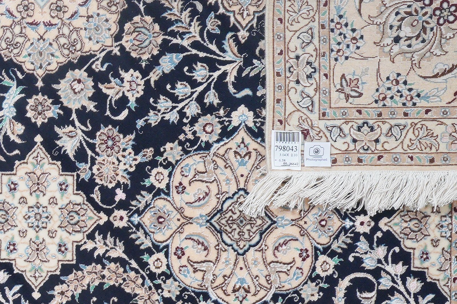 Nain 6La — Hand-knotted, 210x304 cm, Blue, 100% Virgin Wool | View 6