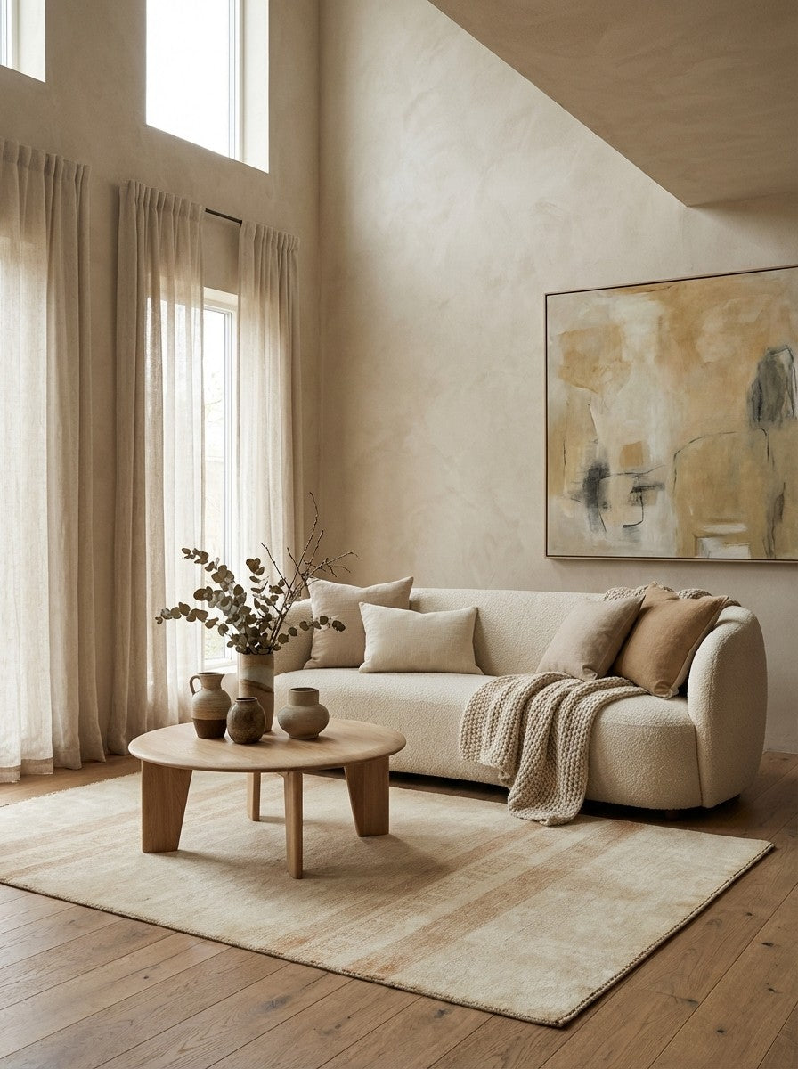 Rizbaf — Hand-knotted, 115x175 cm, Beige, 100% Virgin Wool | Detail view