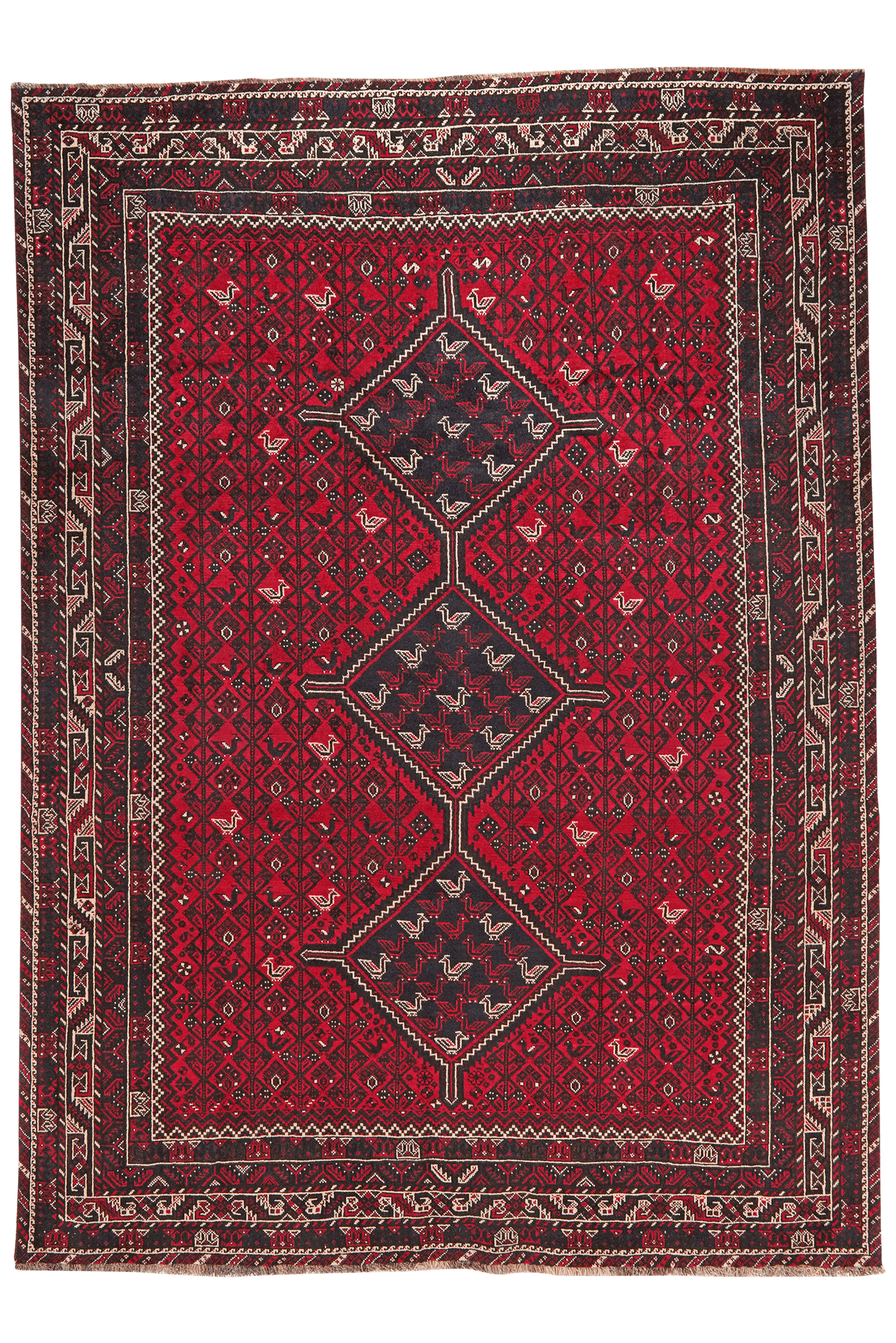 Gashgai — Hand-knotted, 239x332 cm, Red, 100% Virgin Wool | Main view