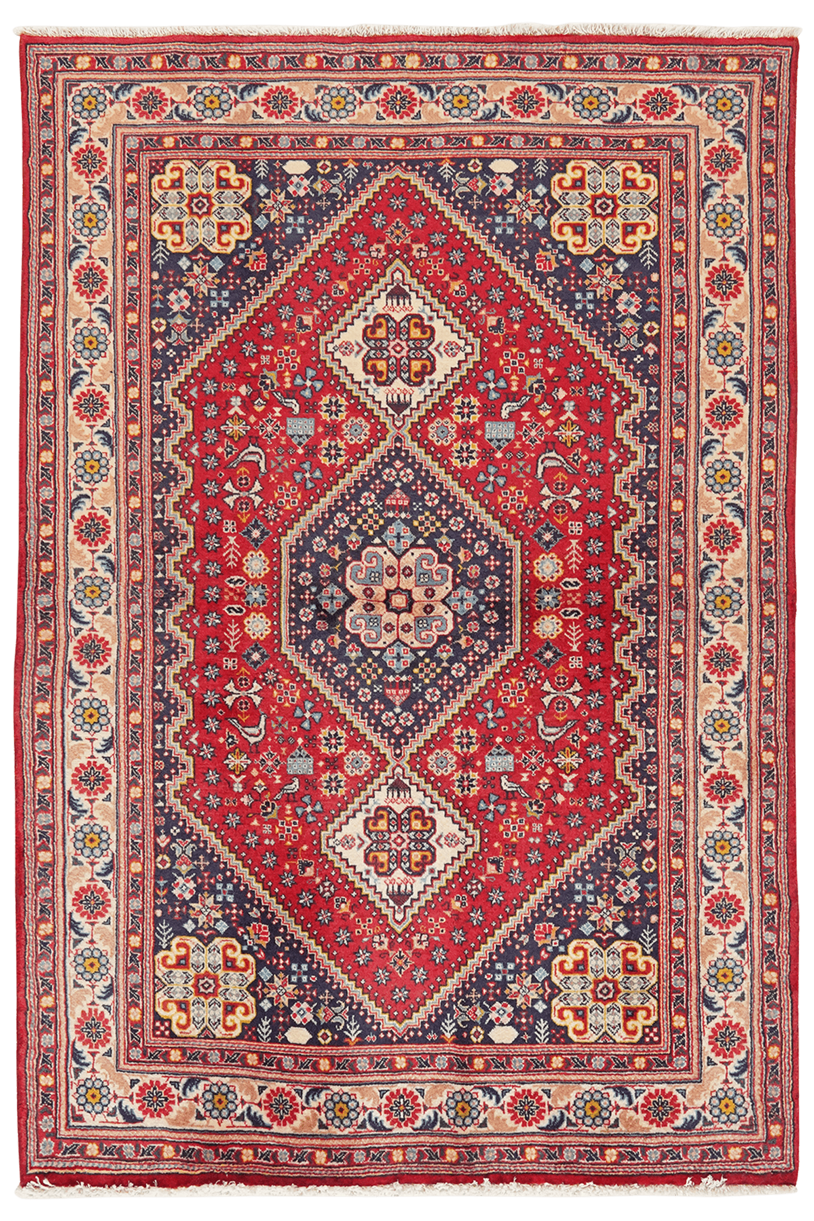 Kashkuli — Hand-knotted, 98x147 cm, Red, 100% Virgin Wool | Main view