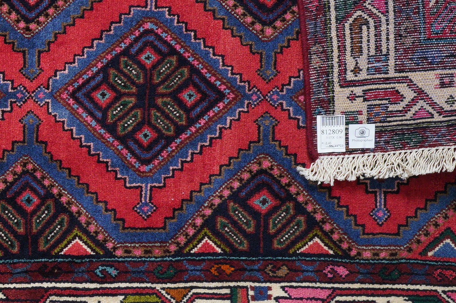 Zagheh — Hand-knotted, 80x307 cm, Red, 100% Virgin Wool | View 6