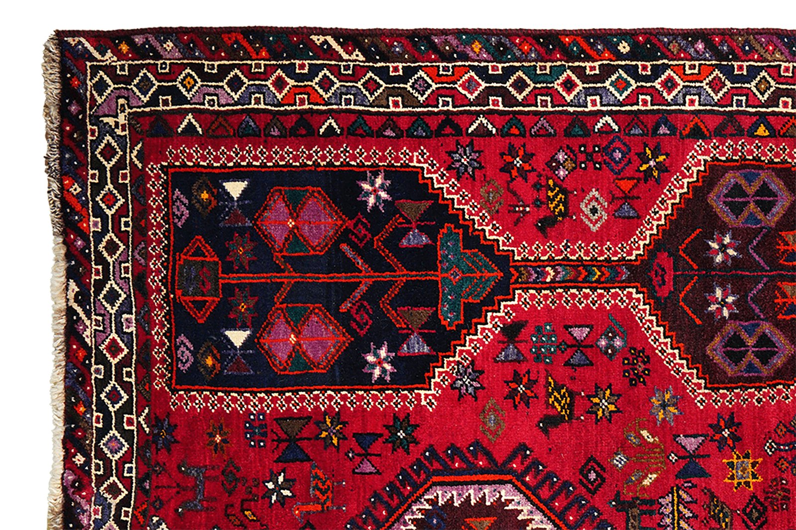 Gashgai — Hand-knotted, 201x286 cm, Red, 100% Virgin Wool | View 3