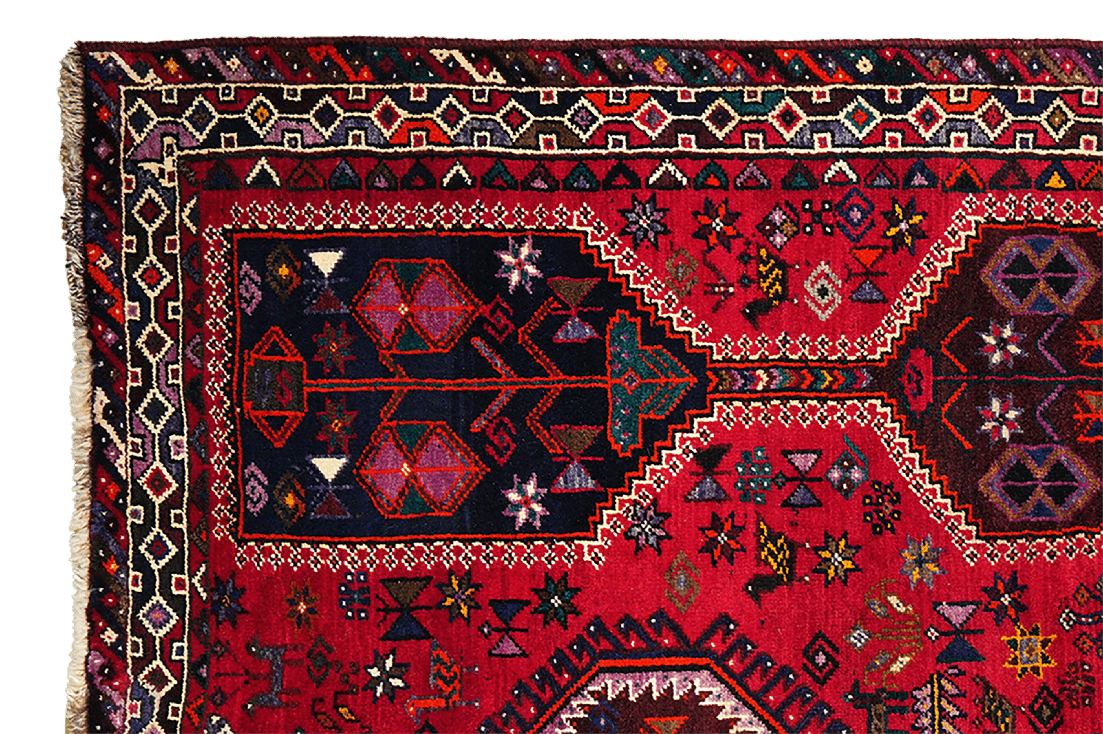 Gashgai — Hand-knotted, 201x286 cm, Red, 100% Virgin Wool | View 3