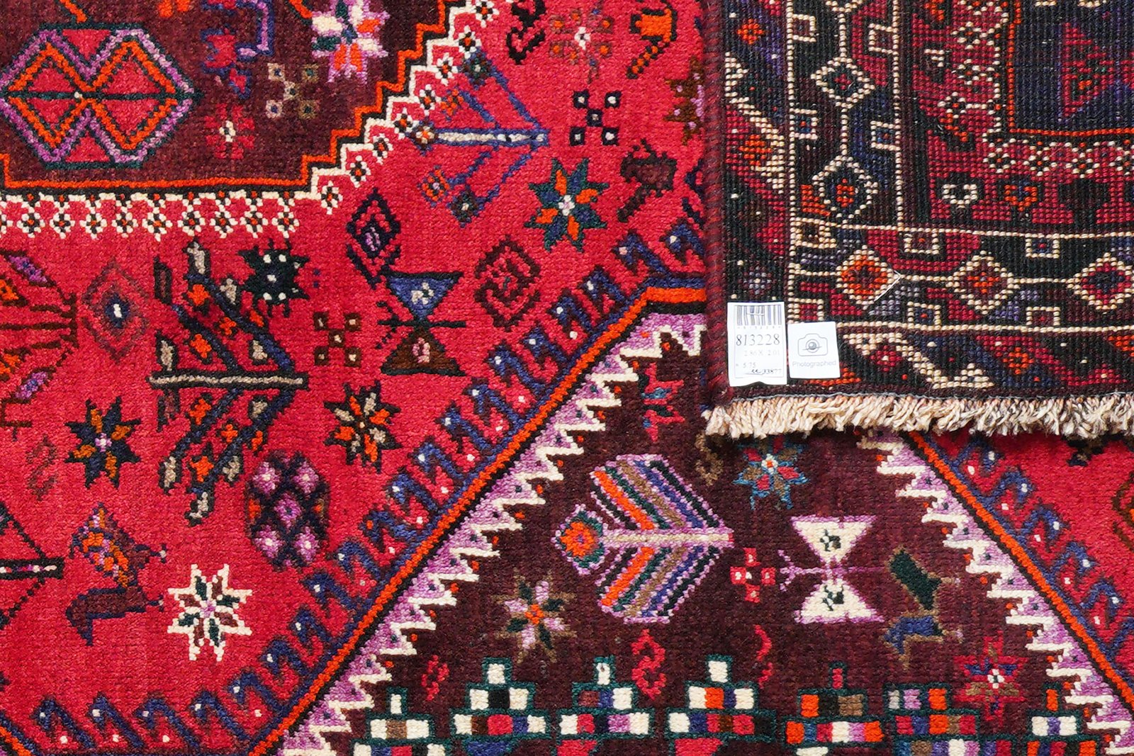 Gashgai — Hand-knotted, 201x286 cm, Red, 100% Virgin Wool | View 6