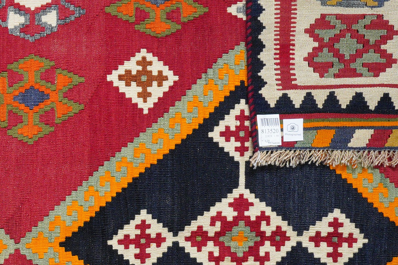 Kelim Gashgai Old — Handmade, 158x290 cm, Red, 100% Virgin Wool | View 5