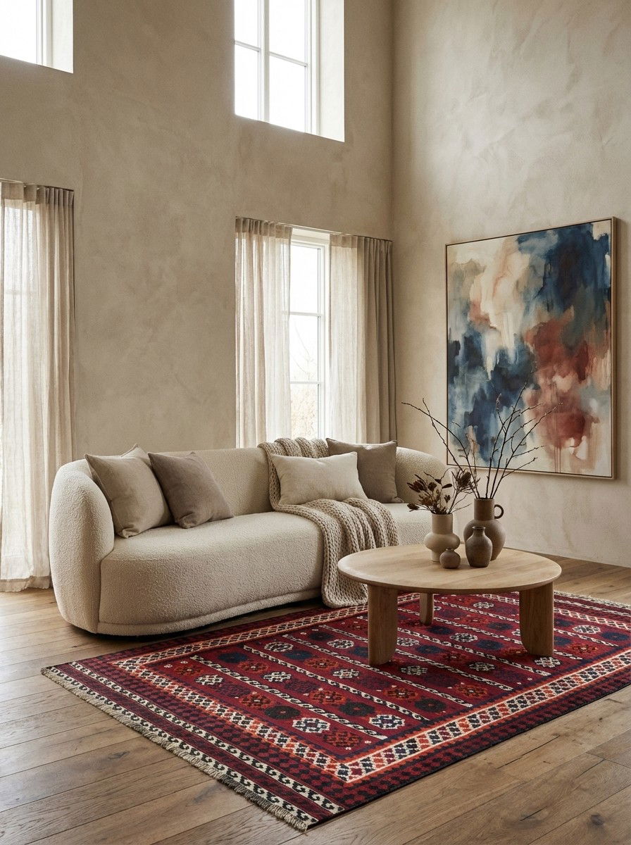 Kelim Gashgai Old — Handgefertigt, 258x160 cm, Beige, 100% Virgin Wool | Detail view