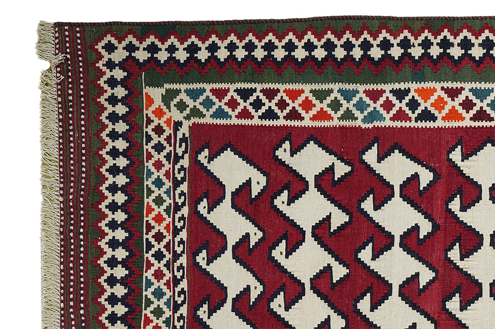 Kelim Gashgai Old — Handmade, 159x222 cm, Red, 100% Virgin Wool | View 3