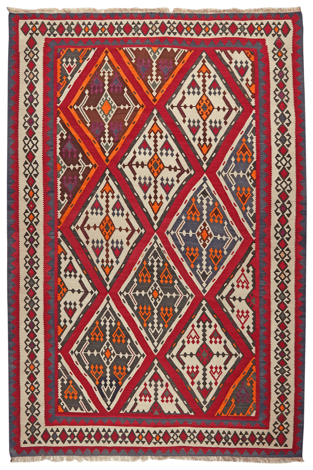 Kelim Gashgai Old — Handmade, 179x272 cm, Red, 100% Virgin Wool | Main view