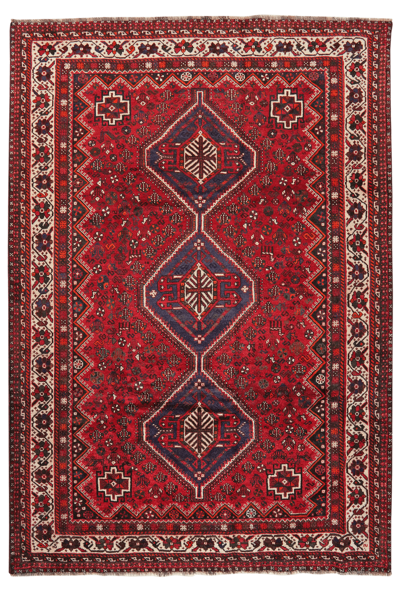 Gashgai — Hand-knotted, 213x302 cm, Red, 100% Virgin Wool | Main view