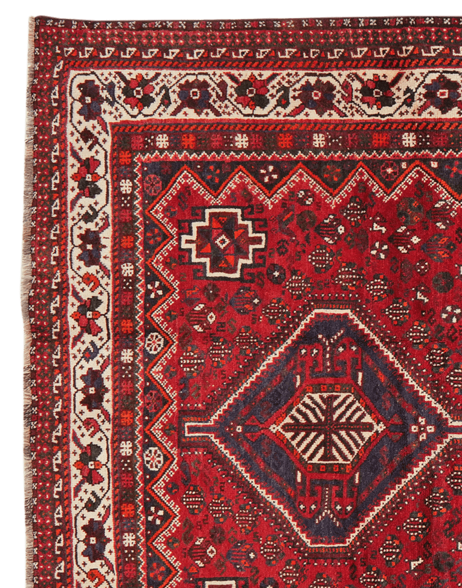 Gashgai — Hand-knotted, 213x302 cm, Red, 100% Virgin Wool | View 3