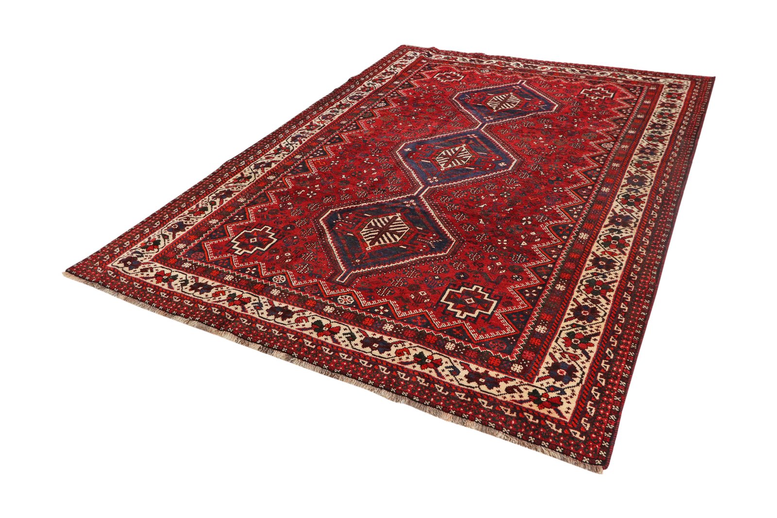 Gashgai — Hand-knotted, 213x302 cm, Red, 100% Virgin Wool | View 5