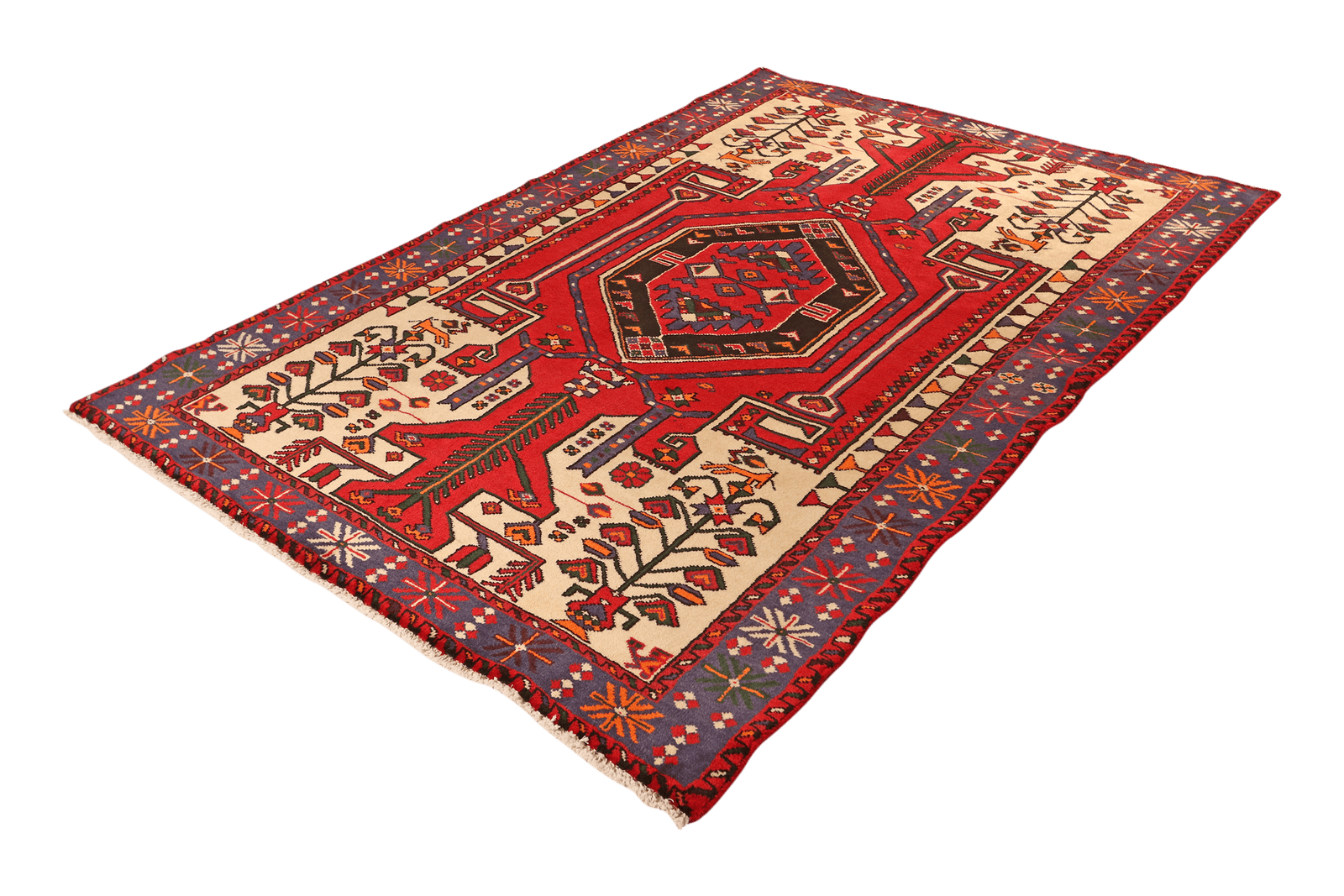 Shahsavan — Hand-knotted, 141x212 cm, Red, 100% Virgin Wool | View 5
