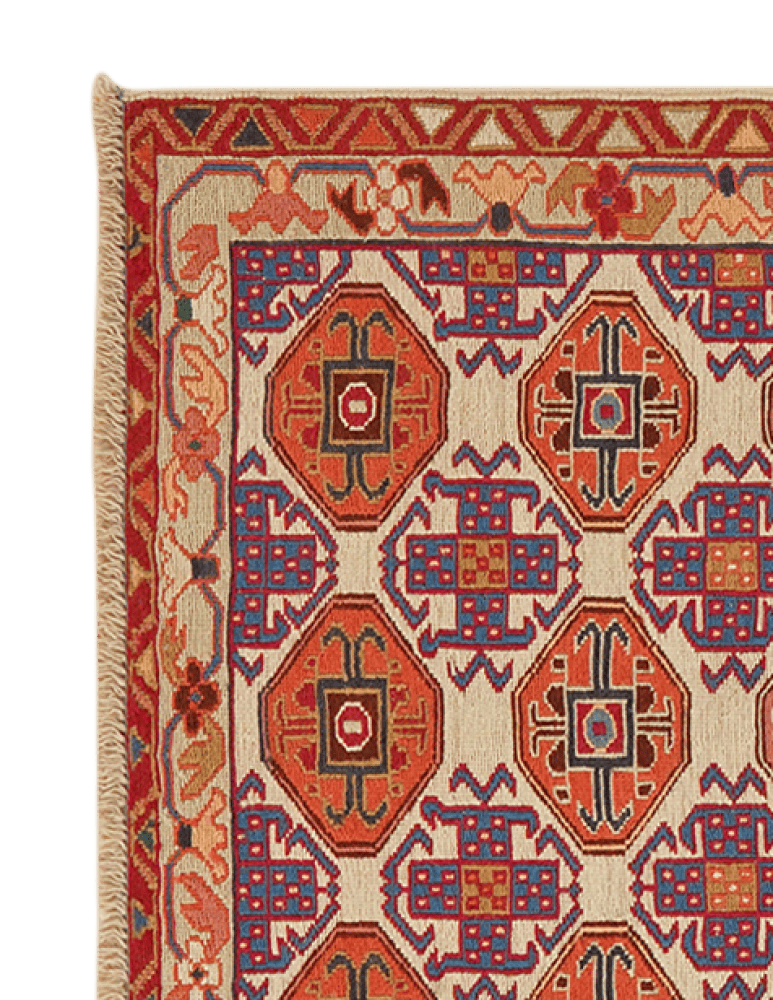 Sumak Shahsavan — Handmade, 80x95 cm, Beige, 100% Virgin Wool | View 3