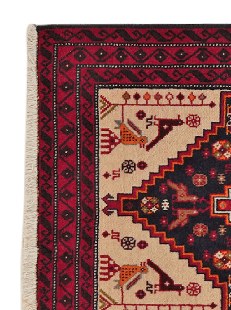 Belutch — Hand-knotted, 68x97 cm, Blue, 100% Virgin Wool | View 3