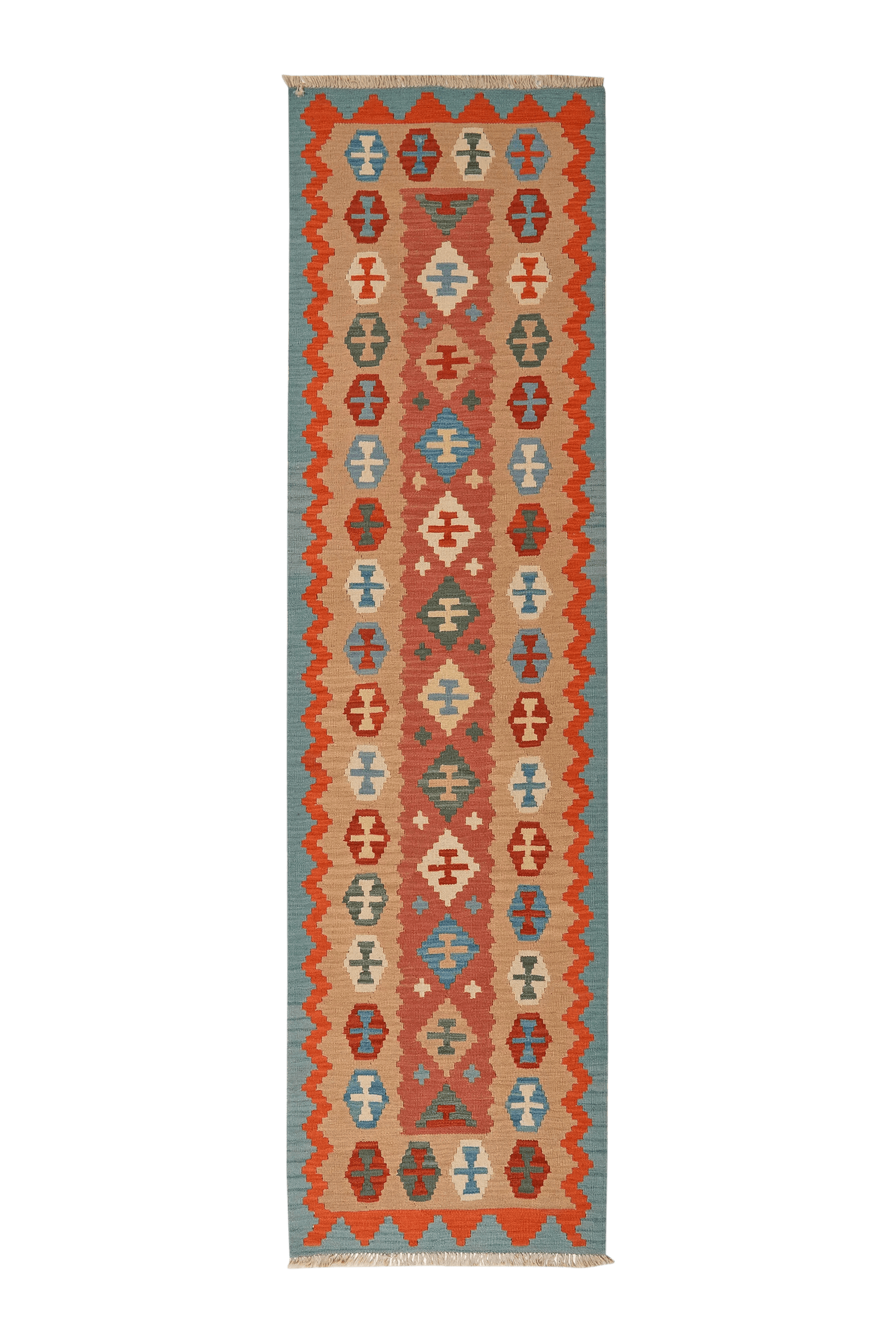 Kelim Gashgai — Handmade, 80x290 cm, Red, 100% Virgin Wool | Main view