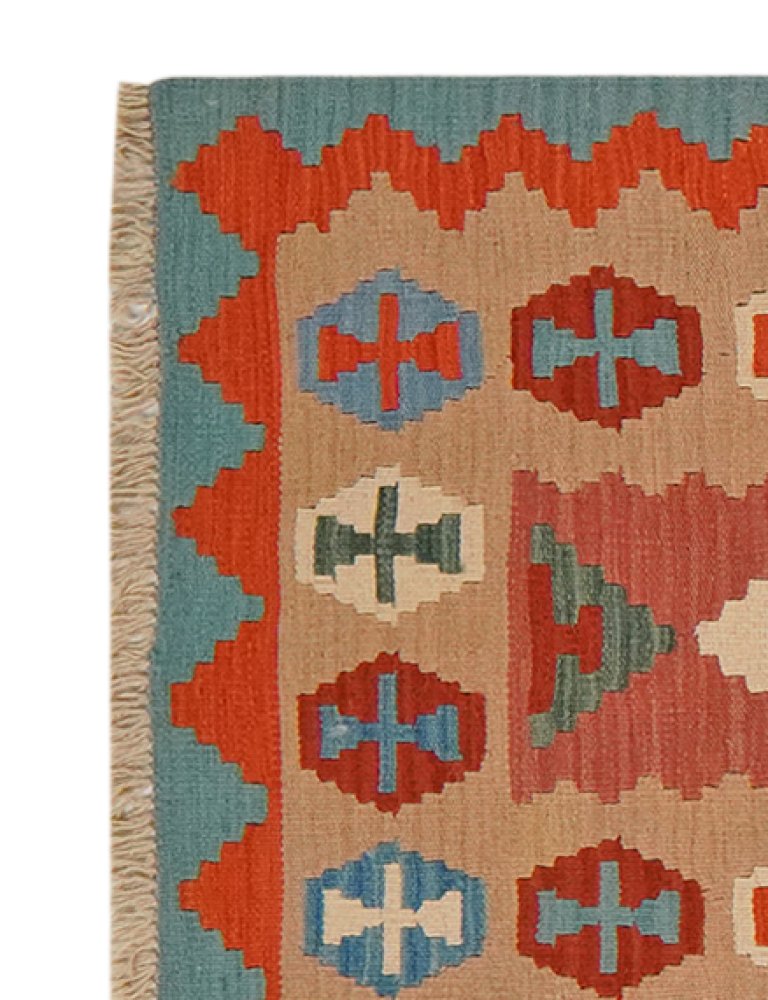 Kelim Gashgai — Handmade, 80x290 cm, Red, 100% Virgin Wool | View 3