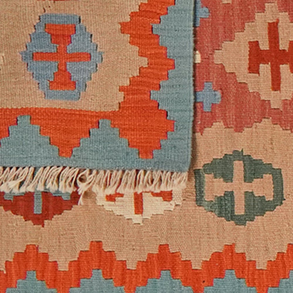 Kelim Gashgai — Handmade, 80x290 cm, Red, 100% Virgin Wool | View 6
