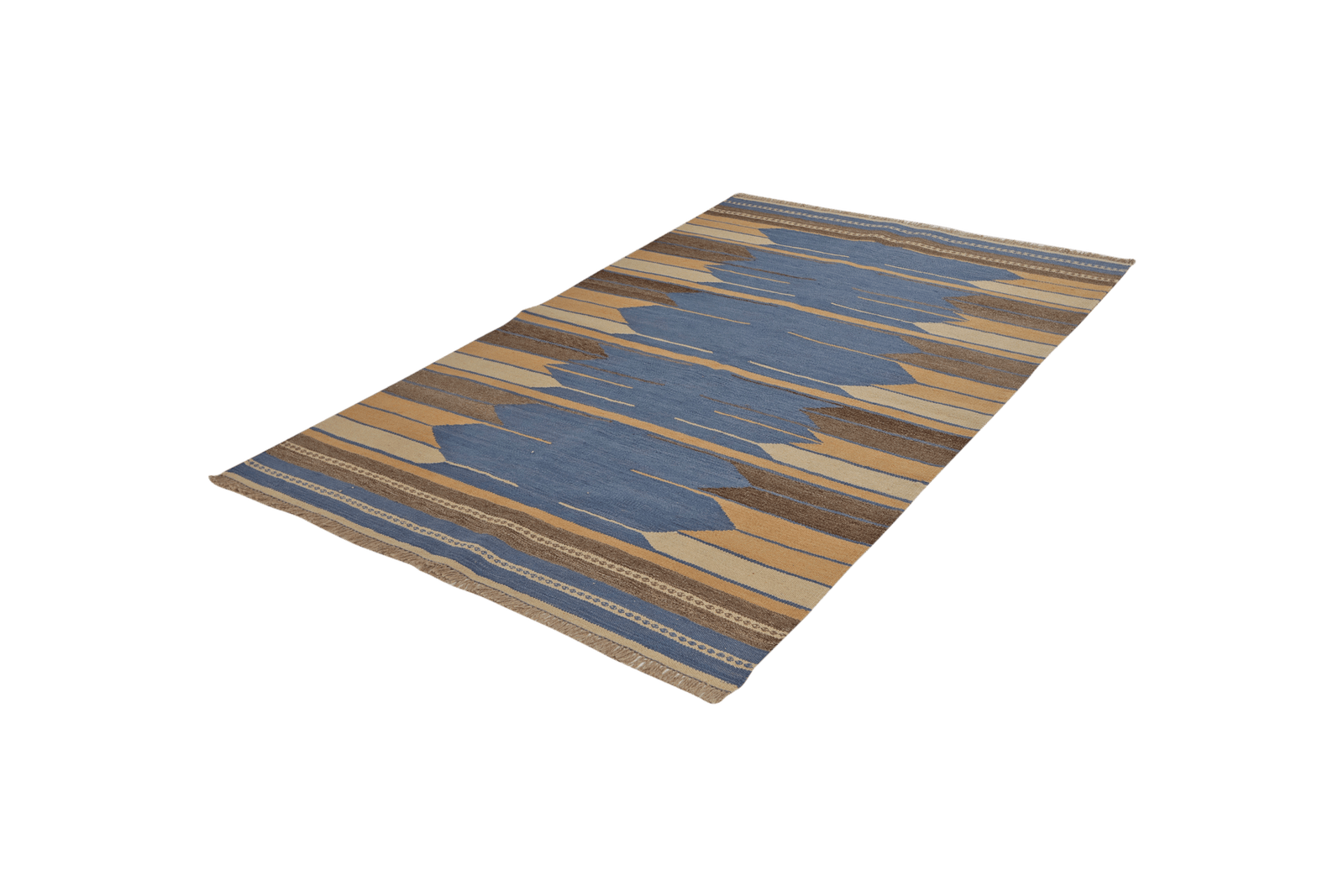 Kelim Gashgai — Handmade, 133x201 cm, Blue, 100% Virgin Wool | View 5