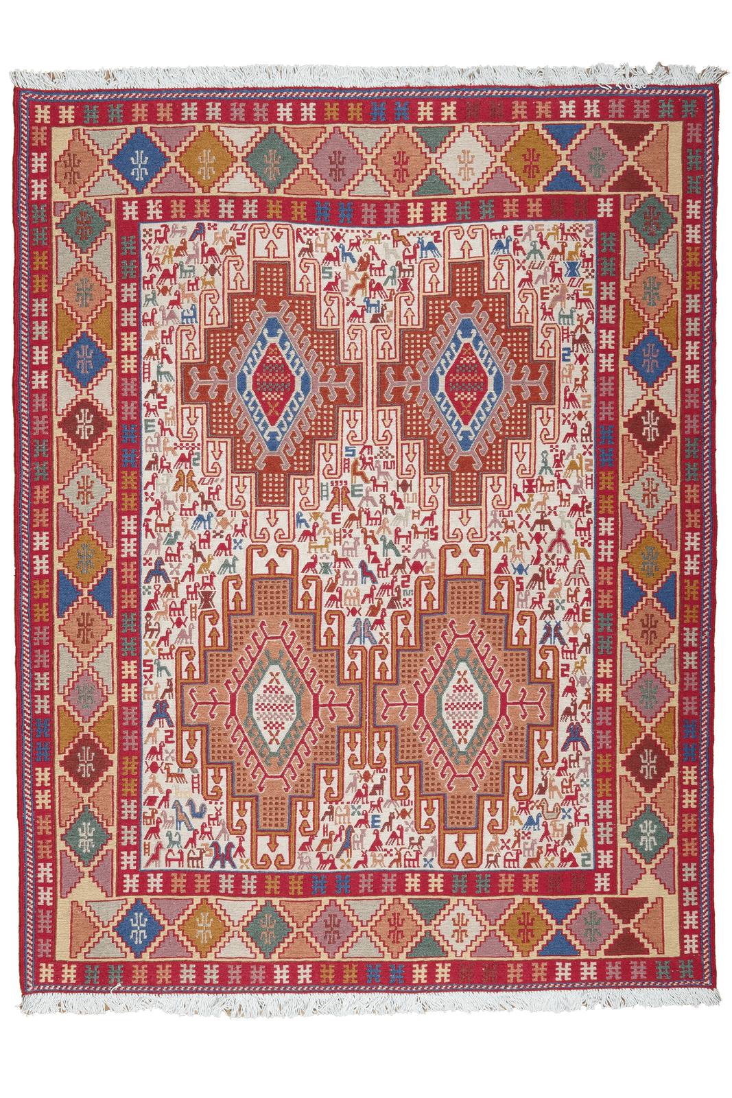 Sumak Shahsavan — Handmade, 110x143 cm, Beige, 100% Virgin Wool | Main view