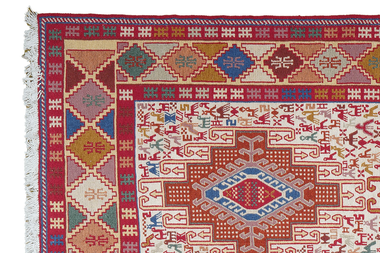 Sumak Shahsavan — Handmade, 110x143 cm, Beige, 100% Virgin Wool | View 3