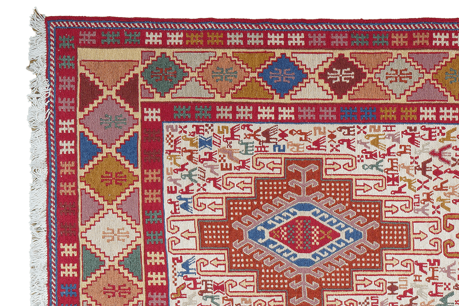 Sumak Shahsavan — Handmade, 110x143 cm, Beige, 100% Virgin Wool | View 3