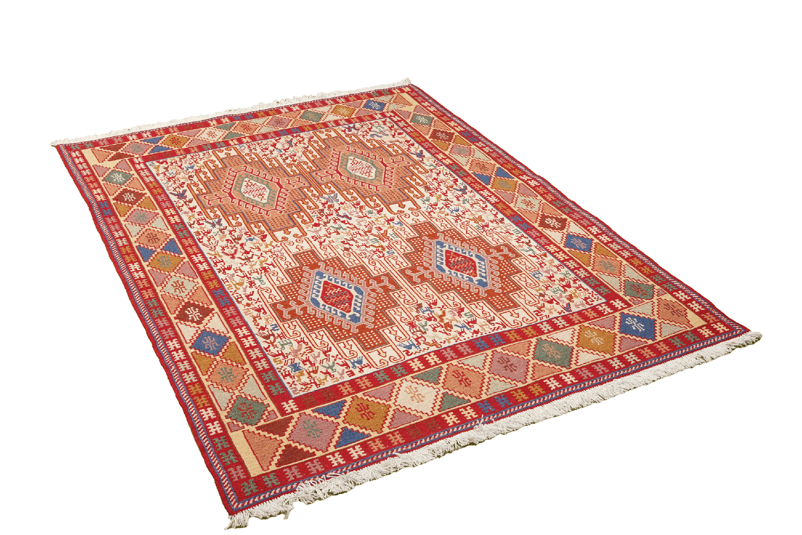 Sumak Shahsavan — Handmade, 110x143 cm, Beige, 100% Virgin Wool | View 4