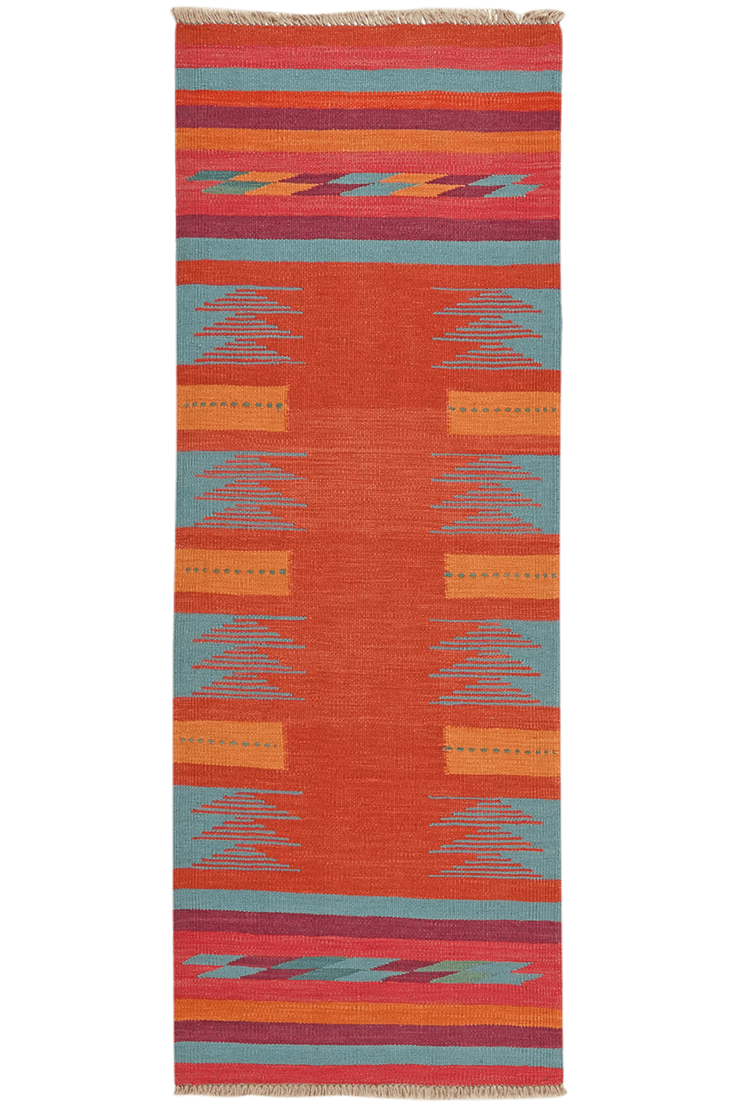 Kelim Gashgai — Handmade, 68x188 cm, Orange, 100% Virgin Wool | Main view