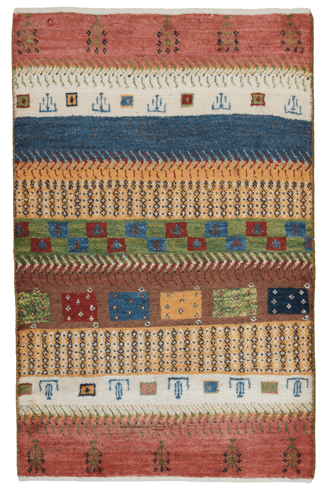 Gabbeh Sonnat — Hand-knotted, 61x97 cm, Multicolor, 100% Virgin Wool | Main view