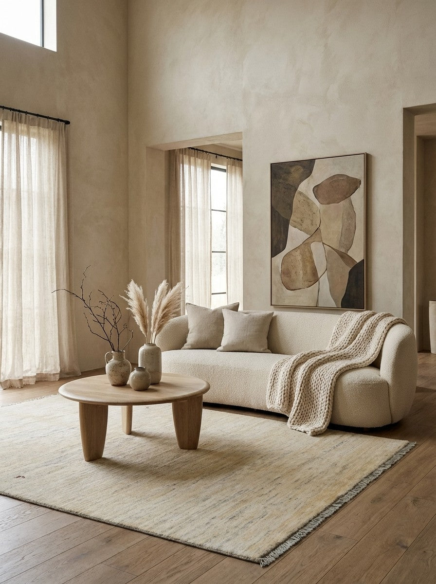 Gabbeh — Hand-knotted, 169x249 cm, Beige, 100% Virgin Wool | Detail view