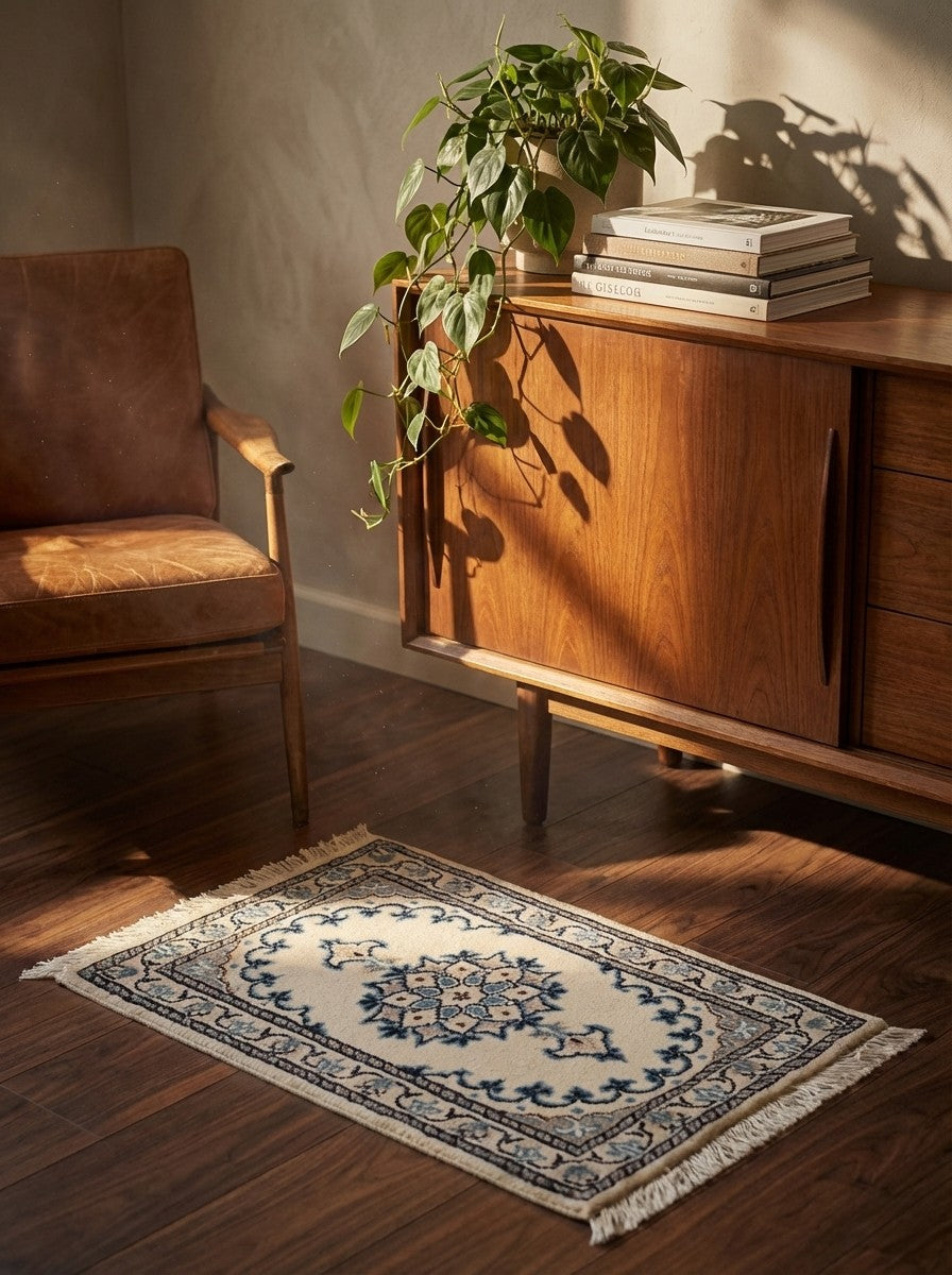 Nain 12La — Hand-knotted, 41x62 cm, Beige, 100% Virgin Wool | Back view