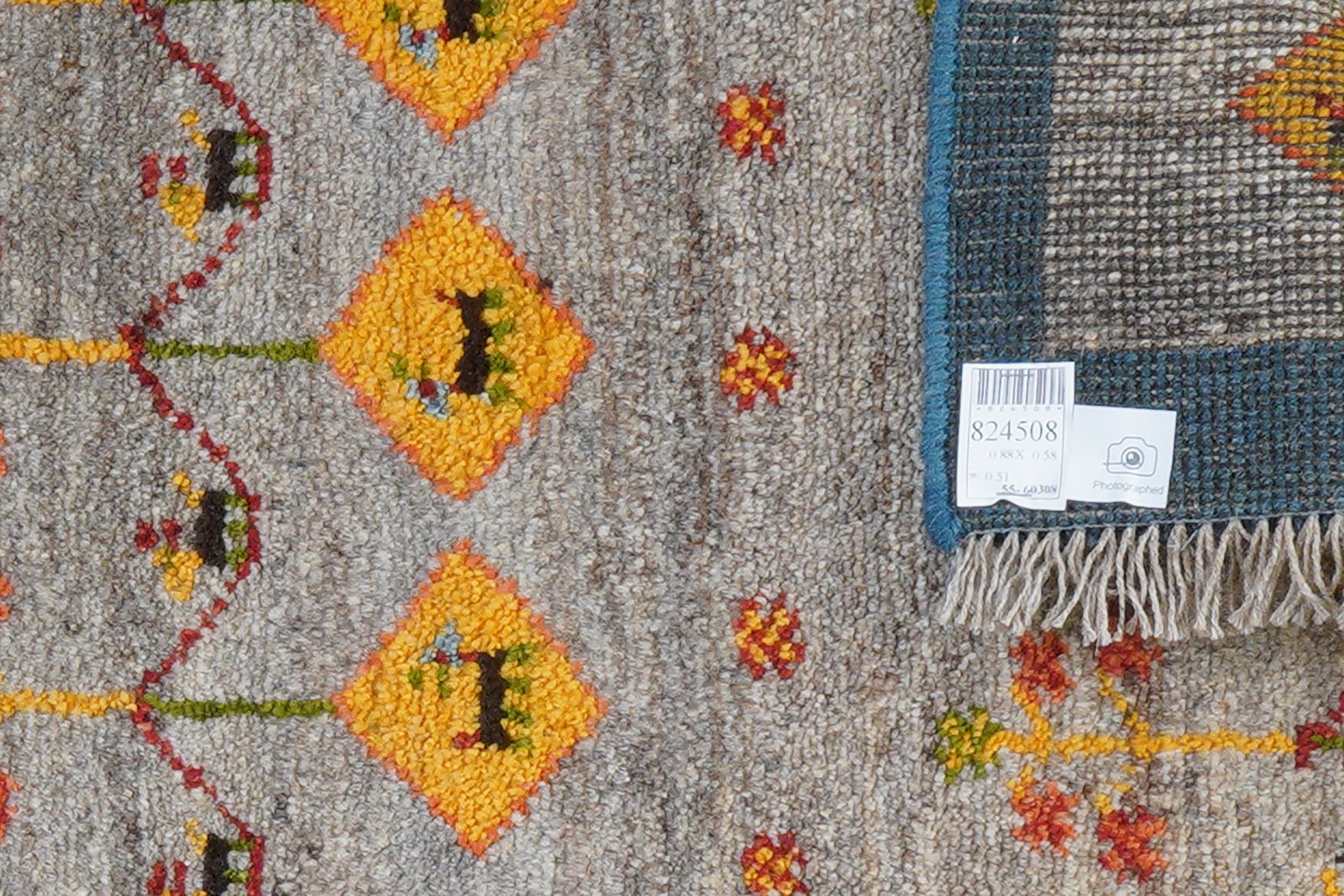 Gabbeh Sonnat — Hand-knotted, 58x88 cm, Grey, 100% Virgin Wool | View 7